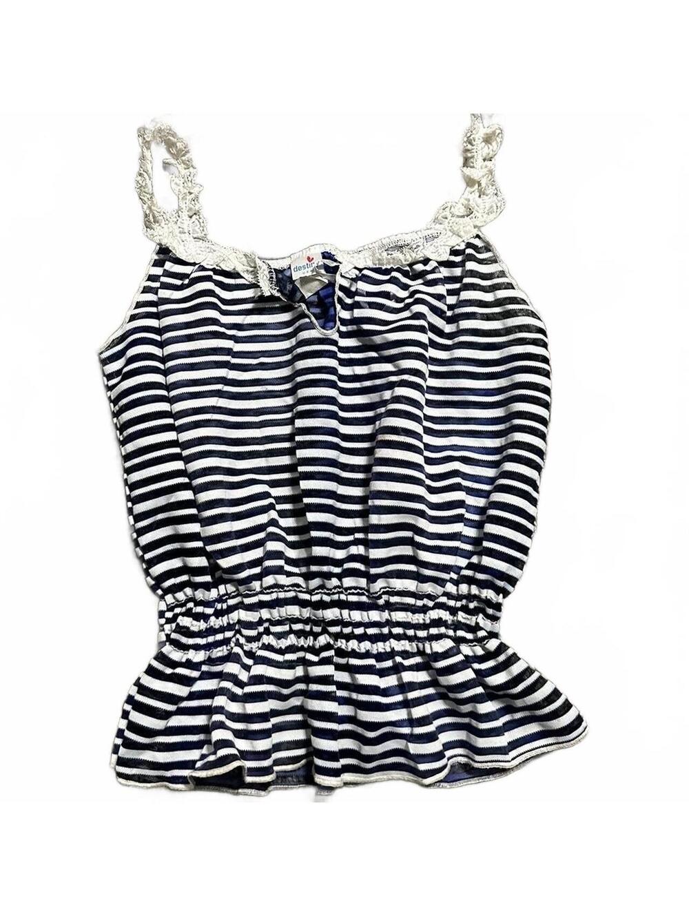 Destiny USA Vintage Stripped Sheer Tank Size M